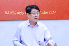 Thường trực Ban Bí thư Lương Cường phát biểu chỉ đạo buổi làm việc. (Ảnh: Phương Hoa/TTXVN)