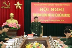 Trung tướng Nguyễn Văn Gấu chủ trì Hội nghị bình chọn 10 Gương mặt Trẻ tiêu biểu toàn quân năm 2023. (Nguồn: Quân đội Nhân dân)