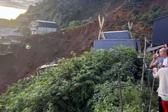 Hiện trường vụ sạt lở ở Sơn La. (Ảnh: TTXVN phát)