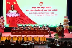 Quang cảnh Đại hội đại biểu Mặt trận Tổ quốc Việt Nam tỉnh Cà Mau lần thứ X, nhiệm kỳ 2024-2029. (Ảnh: Kim Há/TTXVN)