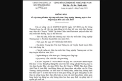 Văn bản của Sở Công Thương về việc dừng hội chợ tại Bến Lức. (Nguồn: Báo Long An)