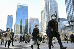Người dân di chuyển trên đường phố tại Tokyo, Nhật Bản. (Ảnh: Kyodo/TTXVN)