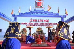 Nghi lễ chính của Lễ hội Cầu ngư truyền thống quận Thanh Khê, thành phố Đà Nẵng. (Ảnh: Trần Lê Lâm/TTXVN)