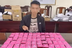 Đối tượng Trần Thượng Nhật cùng tang vật. (Ảnh TTXVN phát)