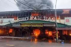 Hiện trường vụ cháy chợ Tam Bạc ở Hải Phòng hồi tháng 2/2023. (Ảnh: Hoàng Ngọc/TTXVN)
