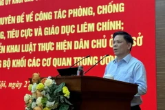 Ủy viên Trung ương Đảng, Bí thư Đảng ủy Khối các cơ quan Trung ương Nguyễn Văn Thể phát biểu tại Hội nghị. (Ảnh: Diệp Trương/TTXVN)
