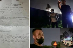 Biên bản tiếp nhận thông tin tội phạm của Công an huyện Thanh trì và hình ảnh một số đối tượng hành hung hai nhà báo tại hiện trường đám cháy xưởng gỗ tối 23/4.