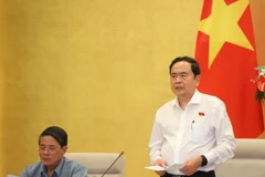 Chủ tịch Quốc hội Trần Thanh Mẫn phát biểu chỉ đạo cuộc họp. (Ảnh: Văn Điệp/TTXVN)