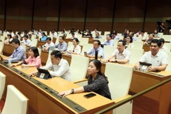 Các đại biểu biểu quyết thông qua Nghị quyết về Chương trình giám sát của Quốc hội năm 2025. (Ảnh: An Đăng/TTXVN)