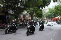 Một đợt ra quân của Công an thành phố Hà Nội. (Ảnh: Phạm Kiên/TTXVN)