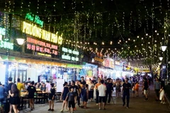 Tuyến phố đi bộ Bãi Cháy thu hút đông đảo người dân và du khách trong ngày đầu khai trương. (Ảnh: Đức Hiếu/TTXVN)