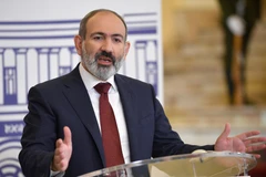 Thủ tướng Armenia Nikol Pashinyan tại cuộc họp báo ở Yerevan, ngày 17/7/2021. (Ảnh: AFP/TTXVN)