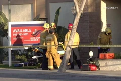 Cảnh sát phong tỏa hiện trường vụ xả súng tại hạt Orange, bang California, Mỹ ngày 1/4/2021. (Ảnh: OnScene.TV/TTXVN)