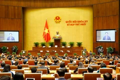 Chủ tịch Quốc hội khóa XIV Vương Đình Huệ phát biểu khai mạc. (Ảnh: Doãn Tấn/TTXVN)