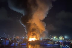 Bình Định: Hỏa hoạn thiêu rụi 5 tàu cá neo đậu tại cảng Quy Nhơn