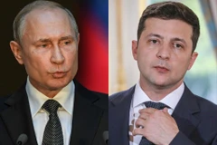 Tổng thống Nga Vladimir Putin và người đồng cấp Ukraine Volodymyr Zelensky. (Nguồn: Getty)