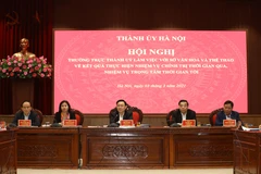 Thường trực Thành ủy Hà Nội chủ trì buổi làm việc với Sở Văn hóa và Thể thao Hà Nội. (Ảnh: Văn Điệp/TTXVN)