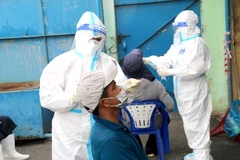 Lấy mẫu xét nghiệm COVID-19. (Ảnh: Nguyễn Thanh/TTXVN)