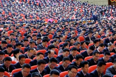 Các đại biểu tham dự Đại hội đại biểu toàn quốc lần thứ VIII của đảng Lao động Triều Tiên ngày 9/1. (Nguồn: AFP)