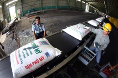 Vận chuyển đạm Phú Mỹ tại kho sản phẩm của Tổng công ty tại Cần Thơ. (Ảnh minh họa: Huy Hùng/TTXVN)