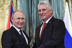 Tổng thống Nga Vladimir Putin và Chủ tịch Cuba Miguel Diaz-Canel Bermudez tại Điện Kremlin tháng 11/2018. (Ảnh: AP)
