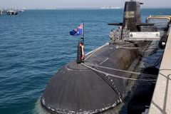 HMAS Sheean, một tàu ngầm lớp Collins, đóng tại HMAS Stirling trên đảo Garden, phía nam Perth, Australia. (Nguồn: AAP)