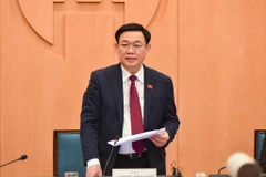 Bí thư Thành ủy Hà Nội Vương Đình Huệ. (Ảnh: Trung Nguyên/TTXVN)