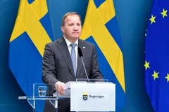 Thủ tướng Thụy Điển Stefan Lofven trong cuộc họp báo tại Stockholm, ngày 21/6/2021. (Ảnh: AFP/TTXVN)