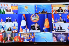Thủ tướng Lào dự Hội nghị Cấp cao ASEAN-Ấn Độ lần thứ 18 ngày 28/10. (Ảnh: TTXVN phát)