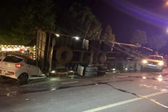 Hiện trường vụ tai nạn. (Ảnh: TTXVN phát)