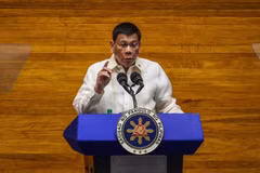 Tổng thống Philippines Rodrigo Duterte phát biểu tại thủ đô Manila ngày 26/7/2021. (Ảnh: AFP/TTXVN)