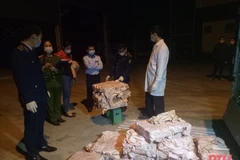 Lực lượng chức năng kiểm tra và lập biên bản xử lý. (Nguồn: baothanhhoa.vn)