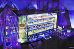 Mô hình một nhà máy thực vật sẽ được xây dựng trên Mặt Trăng. (Nguồn: Kyodo)