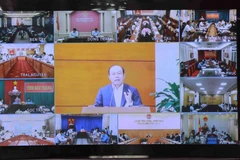 Họp trực tuyến với các địa phương. (Ảnh: Vũ Sinh/TTXVN)