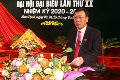 Bí thư Tỉnh ủy Nam Định Đoàn Hồng Phong tại Đại hội đại biểu Đảng bộ tỉnh Nam Định tháng 9/2020. (Ảnh: Văn Đạt/TTXVN)