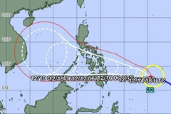 Hình ảnh và đường đi của bão Rai. (Nguồn: tuoitre.vn)