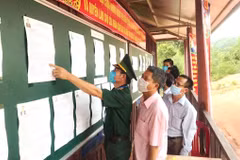Các cử tri theo dõi, tìm hiểu tiểu sử các ứng cử viên. (Ảnh: Võ Dung/TTXVN)