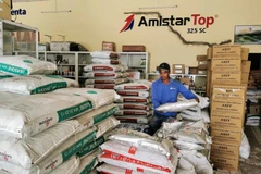 Phân bón bày bán tại một cửa hàng vật tư nông nghiệp ở huyện Thới Lai, Cần Thơ. (Ảnh: Thanh Liêm/TTXVN)