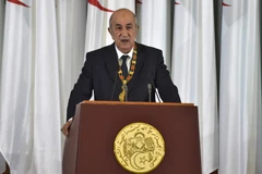 Tổng thống Algeria Abdelmadjid Tebboune phát biểu tại một sự kiện ở thủ đô Algiers. (Ảnh: AFP/TTXVN)