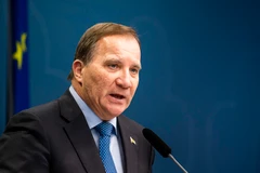 Thủ tướng Thụy Điển Stefan Lofven trong cuộc họp báo tại Stockholm. (Ảnh: AFP/TTXVN)