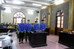 Các bị cáo tại phiên tòa. (Ảnh: Hữu Quyết/TTXVN)