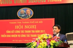Chủ tịch UBND thành phố Hà Nội Nguyễn Đức Chung phát biểu tại Hội nghị. (Ảnh: Nguyễn Văn Cảnh/TTXVN)