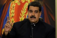 Tổng thống Venezuela Nicolas Maduro phát biểu tại cuộc họp báo với các phóng viên quốc tế ở Caracas ngày 17/10/2017. (Nguồn: AFP/TTXVN)