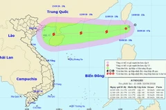 Vị trí và đường đi của áp thấp nhiệt đới. (Nguồn: nchmf.gov.vn)