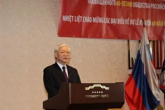 Tổng Bí thư Nguyễn Phú Trọng phát biểu tại Lễ kỷ niệm. (Ảnh: Trí Dũng/TTXVN)