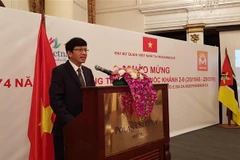 Đại sứ Việt Nam tại Mozambique Lê Huy Hoàng phát biểu khai mạc buổi lễ. (Nguồn: Đình Lượng - TTXVN/Vietnam+)