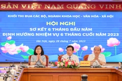 Sáng 28/7 tại trụ sở Thông tấn xã Việt Nam, Khối thi đua các bộ, ngành Khoa học - Văn hóa - Xã hội đã tổ chức Hội nghị Sơ kết công tác thi đua, khen thưởng 6 tháng đầu năm và định hướng nhiệm vụ 6 tháng cuối năm 2023. (Ảnh: Minh Sơn/Vietnam+)