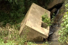 Công trình nước sạch tại bản Suối Phái, xã Tam Chung, huyện biên giới Mường Lát bị hư hỏng nặng. (Ảnh: Nguyễn Nam/TTXVN)