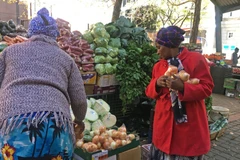 Người dân mua thực phẩm tại chợ ở Johannesburg, Nam Phi ngày 17/4/2020 trong bối cảnh dịch COVID-19 bùng phát. (Ảnh: THX/TTXVN)