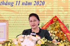 Chủ tịch Quốc hội Nguyễn Thị Kim Ngân phát biểu tại buổi lễ. (Ảnh: Trọng Đức/TTXVN) 